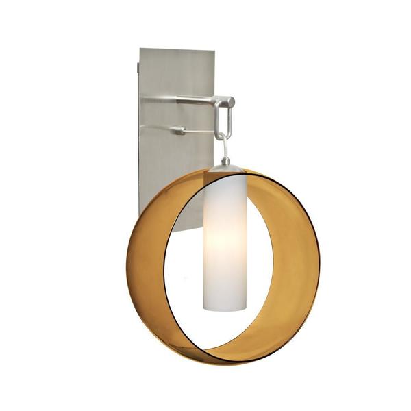 Besa Lighting Besa, Plato Wall Pendant, Amber/Opal, Satin Nickel Finish, 1x60W Mediu 1WP-PLATOAM-SN